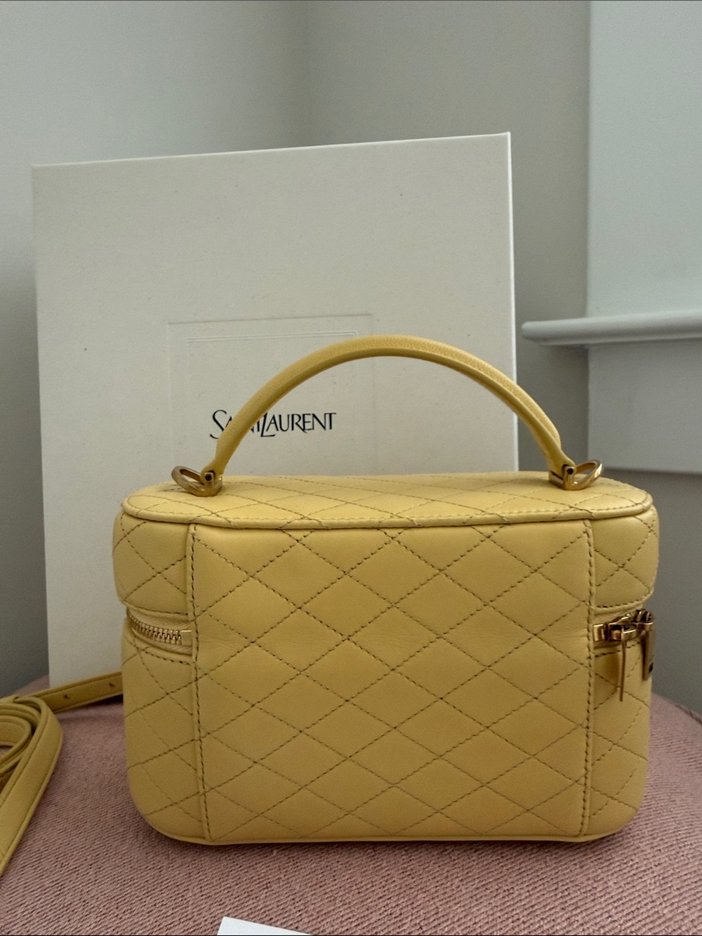 Saint Laurent Lemon Quilted Leather Mini Vanity Bag - Picture 2 of 6